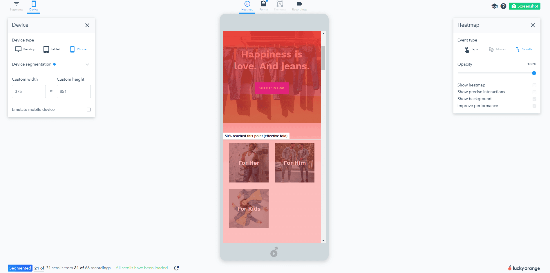 Scroll heatmap example