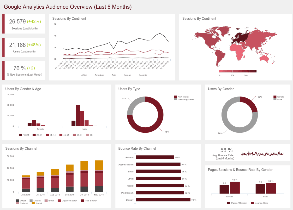 Google Analytics audience overview dashboard