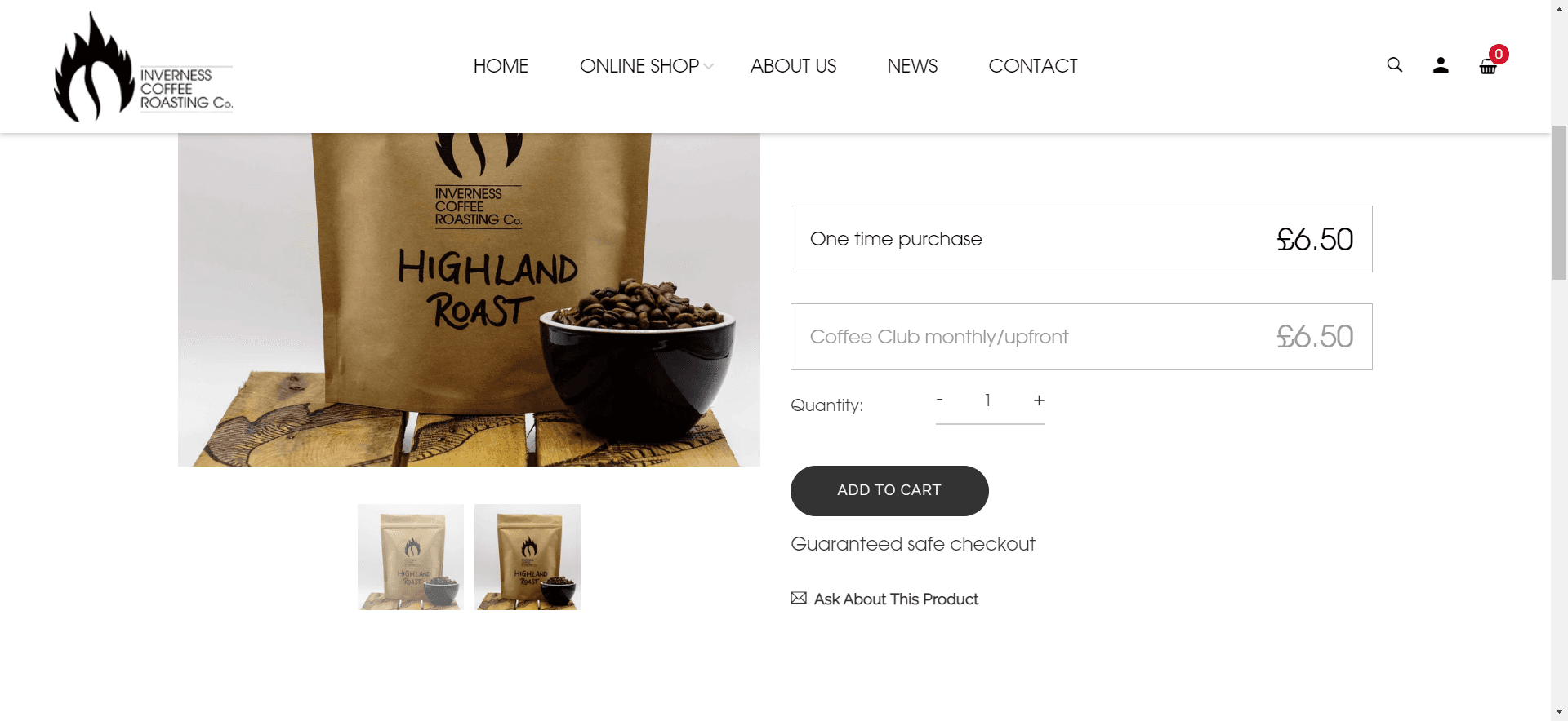Inverness Coffee CTA Example